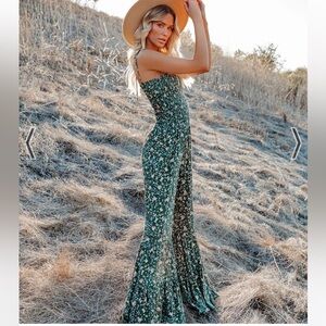 NWOT Vici Felicity Floral Smocked Flared Leg Jumpsuit